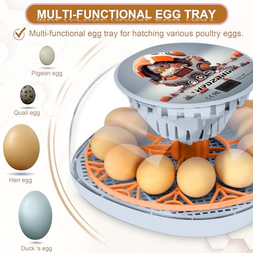 Smart Chicken Incubators for Hatching Eggs with Automatic Turner Small Poultry Duck Quail 12 Egg Incubator Temperature Control Display Hatcher Machine (Mechachick, ℉) - color: Mechachick