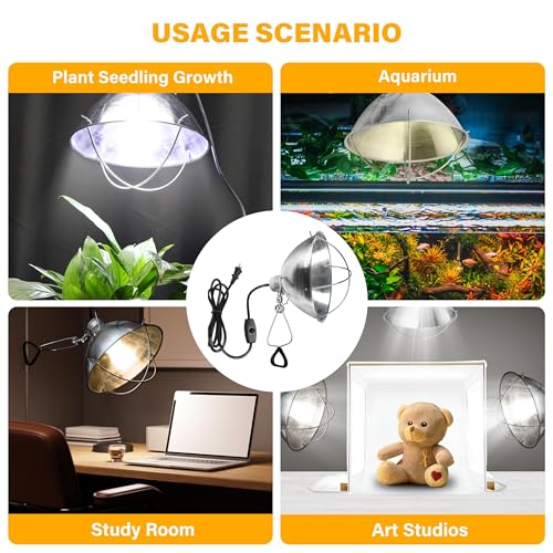 Simple Deluxe 1-Pack Clamp Lamp Light with 10.5 Inch Aluminum Reflector and Bulb Guard up to 250 Watt E26 Socket (no Bulb Included) 6 Feet 18/2 SJT Cord, Silver - size: 10.5 Inch (250 Watts), style: 1-Pack (Ceramics)