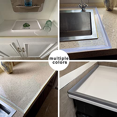 39 Inch Shower Threshold Water Dam Barrier Door Bottom Seal Strip, Silicone Rubber Kitchen Splash Guard, Corner Dam Water Retaining Strip for Countertop, Shower, Bathroom(Grey) - color: Gray, style: 39 Inch