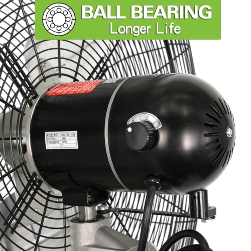 hykolity 30" 8900 CFM High-Velocity Industrial Pedestal Fan, 3-Speed Heavy Duty Oscillating Stand Fan with Aluminum Blades and Adjustable Height, Metal Shop Fan for Commercial, Warehouse, and Garage