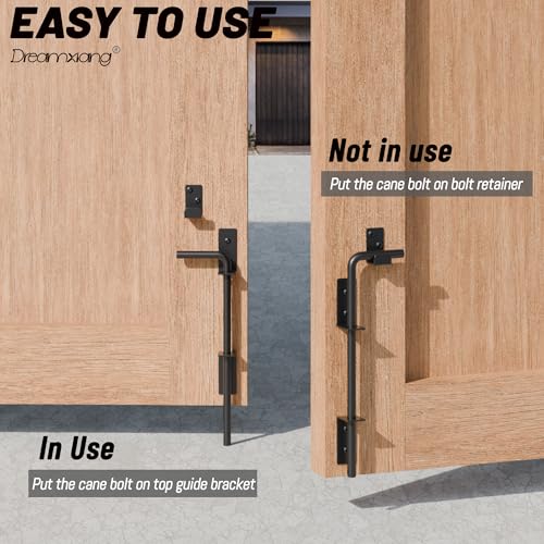 12" Heavy Duty Cane Bolt Gate Drop Rod Extra Thick Hardware Ground Latch | for Wood PVC Vinyl Metal Fences Gates, Double Doors, Black Solid Steel-2 Pack - color: 12 Inch