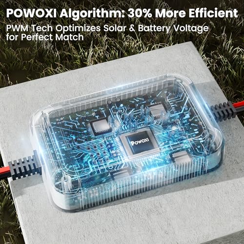 POWOXI 20W 12V Solar Battery Charger Trickle Maintainer Kit for Car | Smart Charge Controller | USB charging cable | Waterproof | Intelligent Safety Protections | for Boat, Marine, RV, Automotive - color: ABS Solar 20W-1