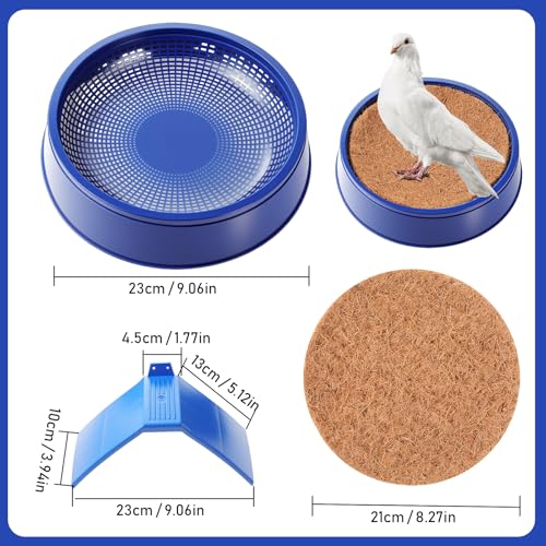 Geelin 16pcs Pigeon Supplies Set 4pcs Pigeon Nest Bowl with 4pcs Coconut Palm Mat Nest Box Pads 8pcs Dove Rest Stand Pet Cage Supplies for Racing Pigeons Doves Quails Small Birds