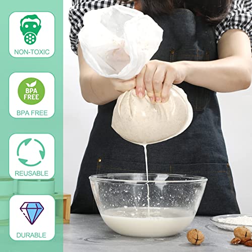 4 Pack Multi-Size Nut Milk Bag Reusable Food Strainers Nut Bags | for Straining Almond/Soy Milk Greek Yogurt for Cold Brew Coffee Tea Beer Celery Juice（2 * 4"x6"、6"x8"、8" x12"） - size: 4 pack - 2 * 4''x6''、6''x8''、8''x12''