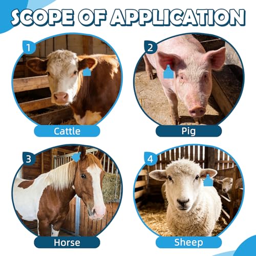 Blank Cattle Ear Tags 100PCS TPU Oversize 4.1x3 Inch Livestock Tags | Identification Tags for Cows Calves Cattle Goats Sheep Pigs Hog Fade Resistant Farm Animal Management (Blue) - style: Blue