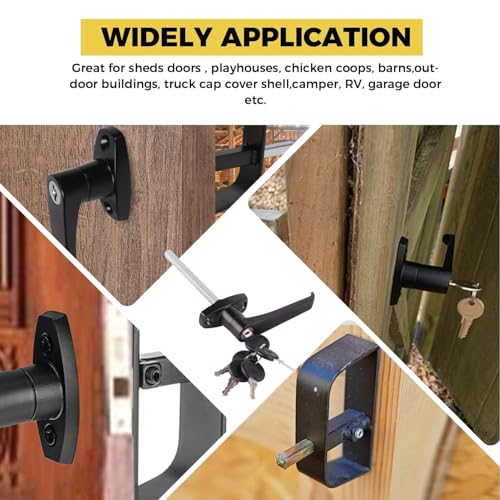 6" T-Handle Lock Kit for Shed Door Latch, Black | 5 Keys Included, 6" Stem, For Sheds, Playhouses, Chicken Coops, Camper, RV, Garage Door - size: 6.0 inch-T