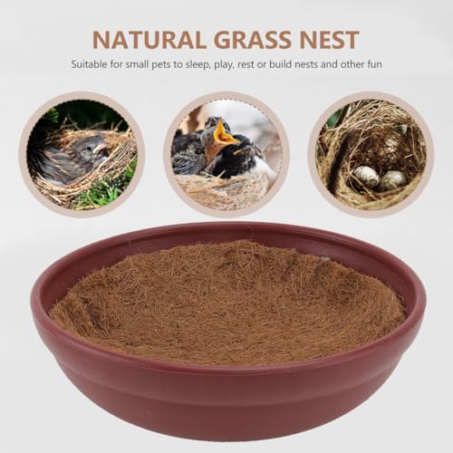 DECHOUS Pigeon Nest Bowl with 4Pcs Natural Coconut Fiber Bird Breeding Egg Mats - Clay Pigeon Nest Basin Accessories for Quails Doves and Small Birds, Pet Cage Supplies