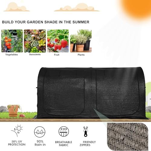 Large Tunnel 8.2'x4' Sunshade Cloth Gardening Net,Easy Set up 4FT Tall Crops Shade Cover, UV Resistant Plant 80% Sunblock Net for Vegetables,Fruits and Mini Flower Pot with Stakes and Carry - size: 8.4X4X4FT