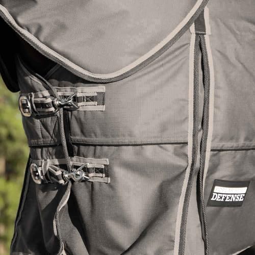 Jeffers Poplar Head Defense 1680 Denier Turnout Blanket with Detachable Neck -Plymouth Brown, 69"- Waterproof, Breathable Horse Blanket with 360g Polyfill, Ideal Protection for Winter, Heavyweight - size: 69 in