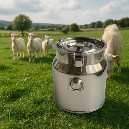 Stainless Steel Jug with Lid, 2.64 Gallon Metal Container, Large Capacity Food-Grade Milking Pail for Goats, Cows or Home Use - size: 2.64Gallon