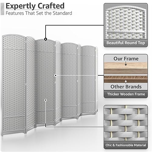 Sorbus Foldable Room Divider, Mesh Privacy Screen (8 Panel, White) | Folding screens, dividers for rooms, double-hinged panels; freestanding partition for bedrooms, offices and shared areas - color: White, size: 8 Panel