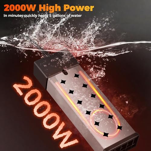 Immersion Water Heater Electric, Fast Heating Portable Water Heater with 304 Stainless Steel, Anti Dry Burn Protection and Adjustable Thermostat, Fast Heating for Bathtubs, Buckets, 120V