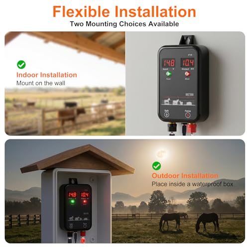5Miles/8KM Electric Fence Charger,Output 10kV AC/DC Electric Fence Energizer 1 Joule with LED,Portable Electric Fence Plug in Charger for Livestock,Prevent Wild Animals Intrusion for Livestock Poultry
