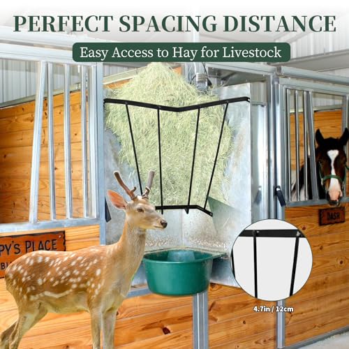 Hay Feeder Blanket Holder,23.3 x 13.2 x 21.7In Corner Wall Hay Rack,Metal Hay Feeder for Horses,Goats,Sheep Farm Indoor and Outdoor Use
