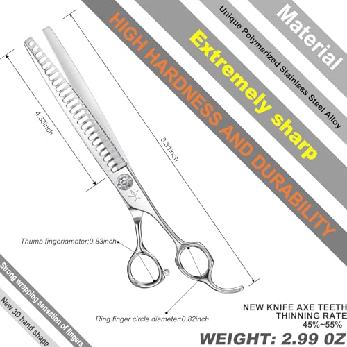 High-end Professional Dog Grooming Thinning Scissors Teeth Cutting Blending Shears Pet Texturizing Shears 8 Inch Extremely Very Sharp Stainless Steel Alloy For Cat Other Animals Groomer - color: 8inch Thinning Shears