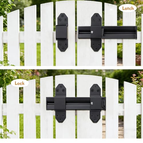 Heavy Duty Slide Bolt Gate Latch,Gate Latch Lock with Padlock Hole,Gate Latch for Wooden Fences, Barn Doors, Sliding & Swing Gates, Outdoor Sheds & Courtyards, Matte Black (1Pack) - color: Black (1Pack)