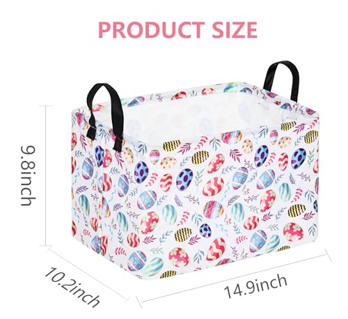 Easter Storage Basket Easter Bunny Storage Bin Collapsible Nursery Hamper Clothes Box Book Shelf Basket Easter Bunny Eggs Decor Easter Gifts - color: Easter egg