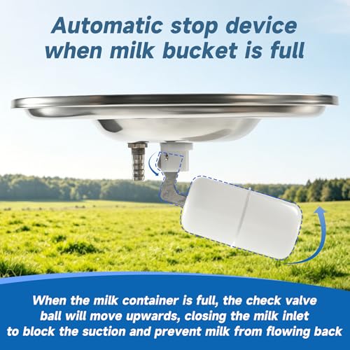 Upgraded 14L 2-in-1 Cordless Electric Milking Machine for Goats, Cows & Sheep, 304 Food-Grade Stainless Steel Bucket, Adjustable Suction Pulsation Vacuum Pump Milker with 4 Teat Cups, Portable Milker