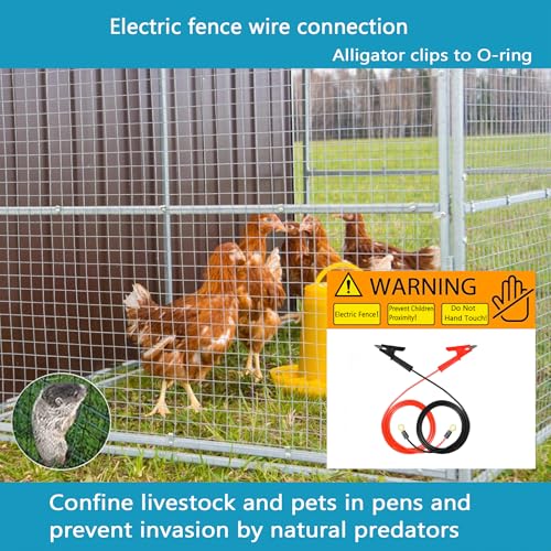 Electric Fence Wire Connect 3.28 ft Electric Fence Jumper Wires | Electric Fence Wire Connectors Jumper Leads Cable with Alligator Clips for Energizer and, Electric Fence Tester (TH 12A 1m)