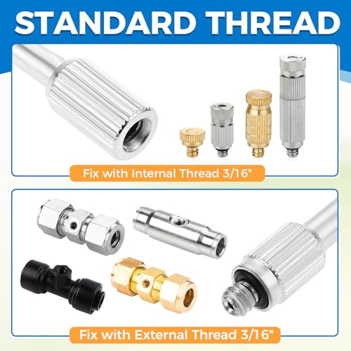 20 Packs Flexible Nozzle Extensions, 5.9-Inch Brass Mist Rod Nozzle Extensions, Bendable Copper Pole 10/24 UNC for Outdoor Misting Systems, Garden Cooling, Humidification, Dust Control, Landscaping