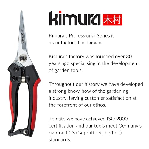 Kimura® 8" Pro Pruning Scissors, Premium Japanese SK5 Hi-Carbon Steel Blades, Non-Slip Vinyl Coated Handles, Lightweight & Ergonomic, Multi-Tasking Pruning Shears, Garden Snips, Precision Clippers - size: 8.2"