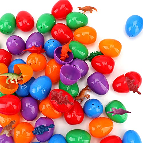 BAINFE 24Pack Easter Eggs with Dinosaur Toys Easter Basket Stuffers Easter Party Favors for Kids Easter Egg Hunt Filler Classroom Prizes