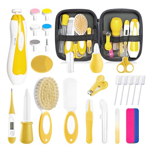 Baby Healthcare and Grooming Kit for Newborn Kids, 31PCS Upgraded Safety Baby Care Kit, Newborn Nursery Health Care Set, Baby Care Products (Yellow) - style: YELLOW-31