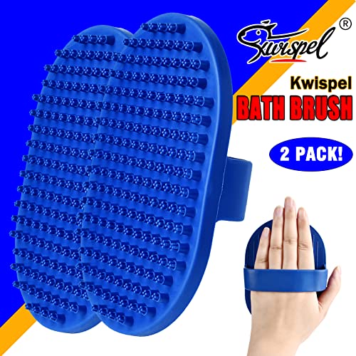 Dog Grooming Brush, Dog Shampoo Bath Brush Shedding Soothing Massage Rubber Comb for Long Short Haired Dogs and Cats 2pcs - color: Blue