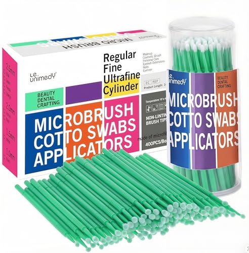 LE UNIMEDY 400PCS/Box Cotton Swabs, Disposable Micro Applicators Brush, Cosmetic Brush, Micro Swabs, Microswabs 2.5mm Green - size: 2.5mm, Green