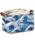 Ocean Wave Storage Baskets,Japanese Foldable Organizer Bin with Handles for Home Living Room Bedroom Closet Box 17x11.5x10Inch - color: Ocean Wave Japanese