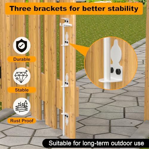 24" Cane Bolt Drop Rod for Gate, White Heavy Duty Gate Latch 2 Pack | Gate Latch for Wooden Fence Metal Gates, Gate Ground Stopper Hardware for Wood PVC Vinyl Metal Gates - color: 24"-White, size: 2 Pack