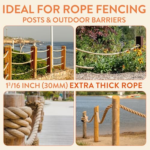 Jute Rope 9/16 in x 50 ft, Natural Rope for Garden Decor - size: 9/16" x 50'