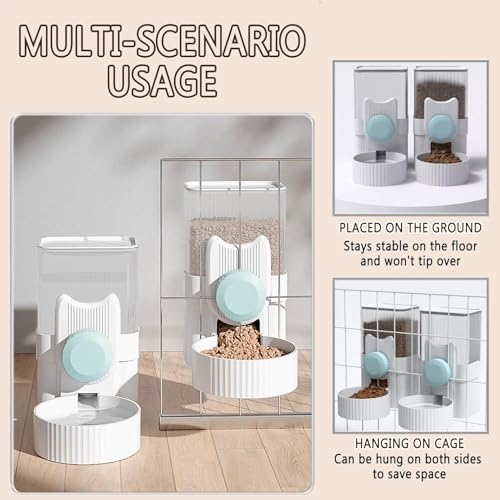 kathson Rabbit Feeder for Cage,Bunny Water Bottle,Pet Food Dispenser,Blue | Gravity Automatic Guinea Pig Feeder Waterer Set,Hanging Small Pet Food Bowl Feeding Station for Ferret Chinchilla Cat Puppy - color: Blue