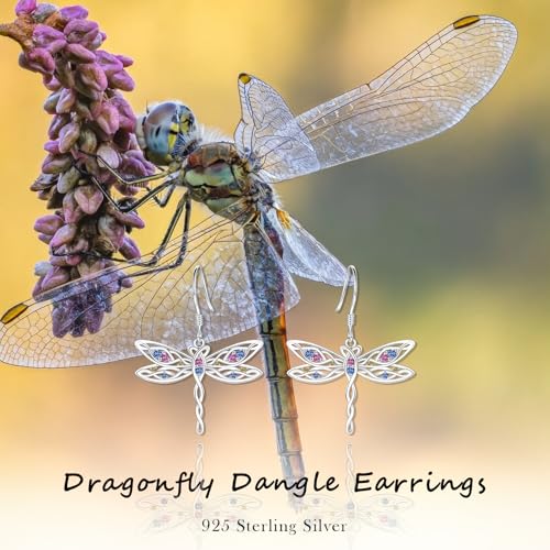 Celtic Animal Earrings for Women - Sterling Silver Hypoallergenic Horse/Dragon/Cow/Goat/Dragonfly/Butterfly Dangle Earrings Animal Jewelry Gifts Birthday Christmas Gifts for Women - color: Celtic Dragonfly Earrings