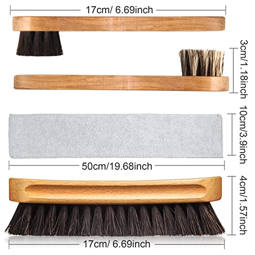4 Pcs Horsehair Shine Shoes Brush Kit Polish Dauber Applicators Cleaning Leather Shoes Boots Care Brushes Suede Cleaner Brush with Microfiber Shoe Cloth(4 Pcs Style B) - style: 4 Pcs Style B