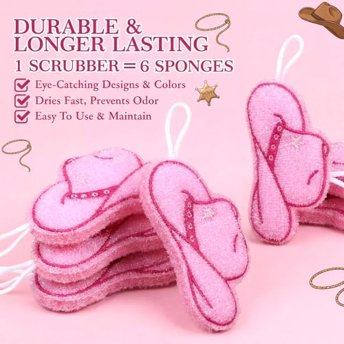 12 Pcs Cowgirl Hat Sponge Dish Scrubber Dual Sided Non Scratch Dish Washing Scrubbers Reusable Household Cleaning Kitchen Tools for Dishwashing Washing Dishes Cookware Tubs Sinks - style: Cowgirl Hat