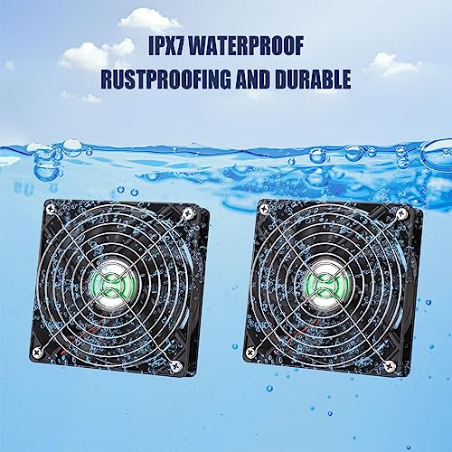 5 Inch Solar Powered Fan, Solar Exhaust Intake Fan Kit, IPX7 Waterproof Dual Fans with 13Ft On/Off Switch Cable, Cooling Ventilation for Greenhouse, Chicken Coop, Shed, Outside No Battery - size: 5" Fan 2 Kit