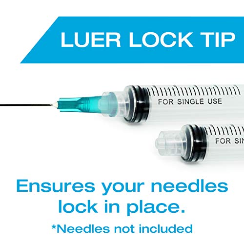 5ml Syringe Without Needle Luer Lock 100 Pack by Tilcare - Sterile Plastic Medicine Droppers for Children, Pets or Adults – Latex-Free Oral Medication Dispenser - Syringes for Glue and Epoxy