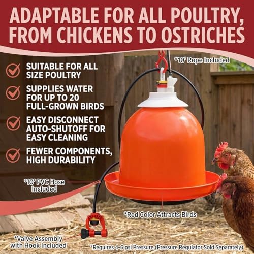 Bell-Matic Automatic Poultry Waterer – Gravity Feed Drinker | Automatic Gravity Flow System, Heavy-Duty Construction, Consistent Water Supply, Ideal for Poultry & Game Birds