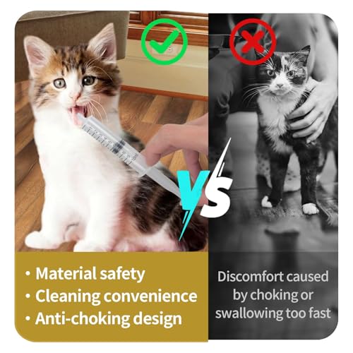 Professional Reusable Puppies Feeding Syringes for Newborn Kittens, Puppies, Pets, Wildlife, Rabbits, Squirrel,Small Animals (4Nipple+2 Syringes)