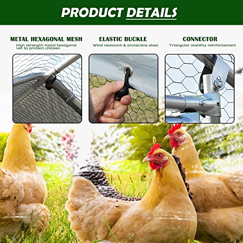 TOLEAD Large Metal Chicken Coop Upgrade Tri-Supporting Wire Mesh Chicken Run,Chicken Pen Walk in with Water-Resident and Anti-UV Cover,Duck Rabbit House Outdoor（78.1" L x 108" W x 78" H） - size: 78.1"L x 108.0"W x 78.0"H