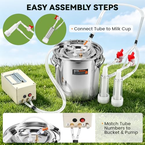 2 in 1 7L Electric Milking Machine with 4 Cow Teat Cups & 2 Goat Teat Cups