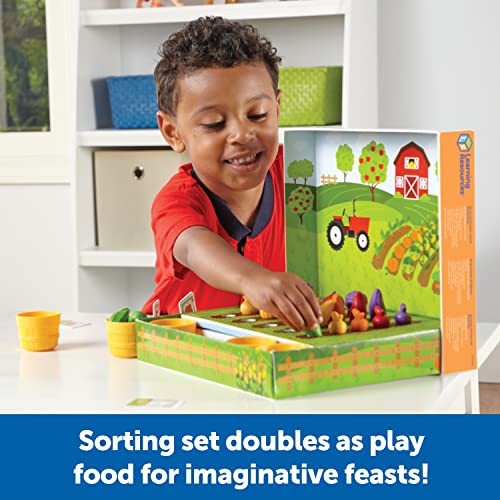 Learning Resources Veggie Farm Sorting Set - 46 Pieces, Ages 3+ Toddler Learning Toys, Preschool Toys for Color Sorting, Food Sorting Game