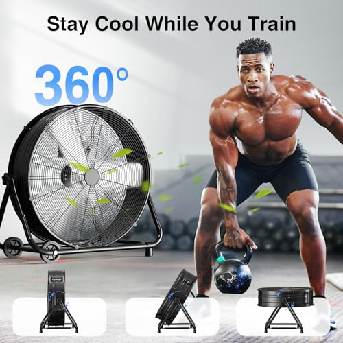 Air Choice 30 Inch Industrial Fan, 14000CFM High Velocity Shop Fan, 3 Speeds, 360° Tilt, 550W All Metal Heavy Duty Drum Fan, Outdoor Fan for Commercial, Workshop, Warehouse, Garage, Gym, Factory - size: 30 inches