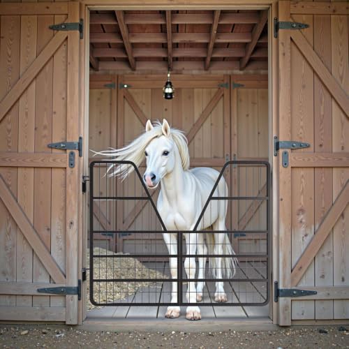 Stall Gates for Horses - 52"x42" Black Heavy Duty Steel Horse Stall Gate | Industrial-Grade Black Stall Guard Featuring a Heavy Duty Single Door Yoke Design for Professional Horse Barns