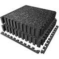 PRAISUN 0.56" Rubber Top Gym Flooring, Heavy Duty Gym Mats for Home Gym | Non-Slip Interlocking Workout Mat, 24 x 24in Large Gym Floor Mat, Protect Floors from Equipment, 48 Sq Ft, Black/Grey - size: 12 Tiles (48 Sq Ft)