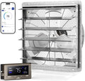 iLIVING 24" Smart Wall Mounted Shutter Exhaust Fan, 4244 CFM, 12-Speed, WiFi App Control Ventilation for Garages, Warehouse, Barn, Greenhouses, Auto Temperature Humidity Control, BLDC Motor, Hardwired - size: 24-inch