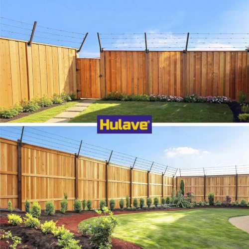 Hulave 8-Pack Angle 25° Fence Post Extender High 23" Fence Barbed Wire Extend Arm for Outdoor Fences to Increase Height for Privacy,Security Prevent Animals from Jumping and Breaking in (Matte Black) - size: 23.5in-25°Angles