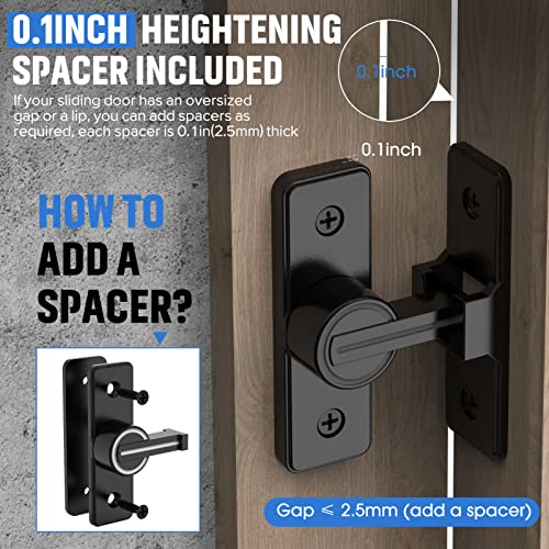 90 Degree Barn Door Lock, Heavy Duty Locks, Matte Black | Flip Sliding Gate Latches for Garden, Bathroom, Garage & Sliding Doors - size: 1 Pack Matte Black