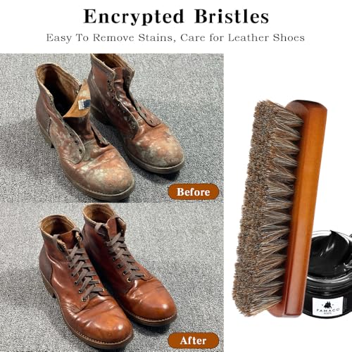 Shoe Brush, Horsehair Shoe Brush Shoe Cleaning Brush Boot Brush for Leather, Shoe Brushes Shoe Shine Brush Brush Shoe Polish Brush for Cleaning and Care Leather Shoes Clean Dauber Applicators - size: 7 Inch